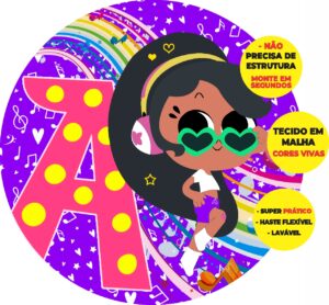 Painel Redondo 3D Anittinha Abre Fácil Em Tecido