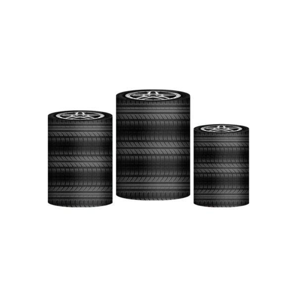 Trio Capa Cilindro Pneus 3d Em Tecido Com Elástico