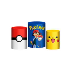 Trio Capa Cilindro Pokemon 3d Em Tecido Com Elástico