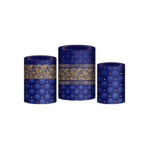 Trio Capa Cilindro Realeza Azul 3d Em Tecido Com Elástico OUTLET