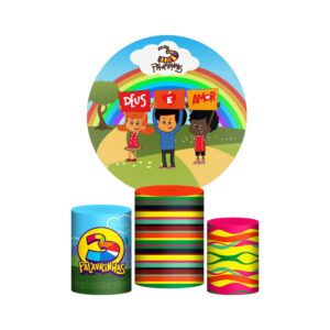 Trio Capa Cilindro + Painel Redondo 3D Três Palavrinhas 1,50m Veste Fácil