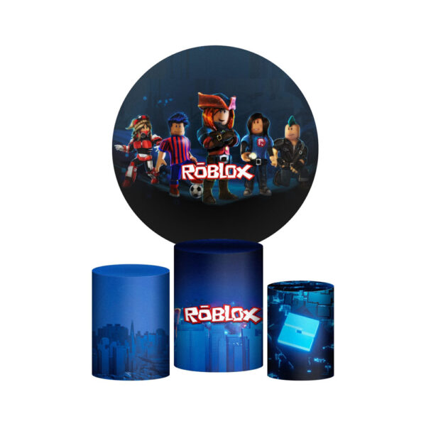 Trio Capa Cilindro + Painel Redondo 3D Roblox Menino 1,50m Veste Fácil