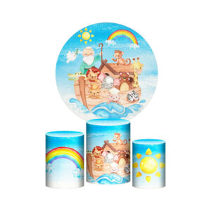 Trio Capa Cilindro + Painel Redondo 3D Arca de Noé 1,50m Veste Fácil