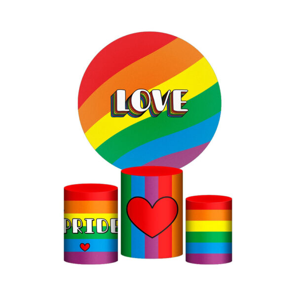 Trio Capa Cilindro + Painel Redondo 3D Lgbt 1,50m Veste Fácil