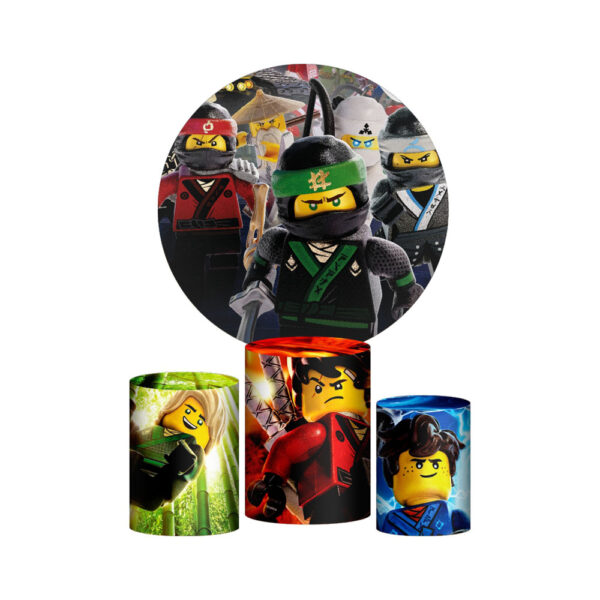 Trio Capa Cilindro + Painel Redondo 3D Ninja Go 1,50m Veste Fácil