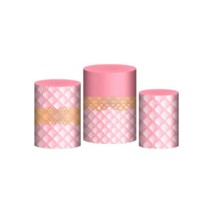 Trio Capa Cilindro Realeza Rosa 3d Em Tecido Com Elástico