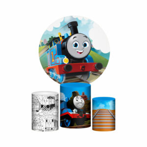 Trio Capa Cilindro + Painel Redondo 3D Thomas e seus Amigos 1,50m Veste Fácil