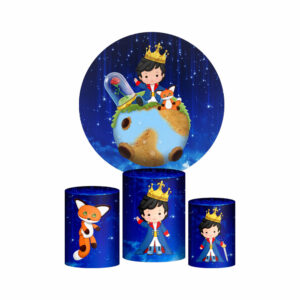 Trio Capa Cilindro + Painel Redondo 3D Pequeno Principe 1,50m Veste Fácil