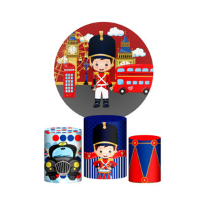 Trio Capa Cilindro + Painel Redondo 3D Soldadinho de Chumbo 1,50m Veste Fácil