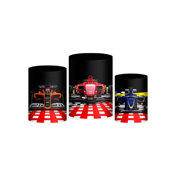 Trio Capa Cilindro Formula 1 3d Em Tecido Com Elástico