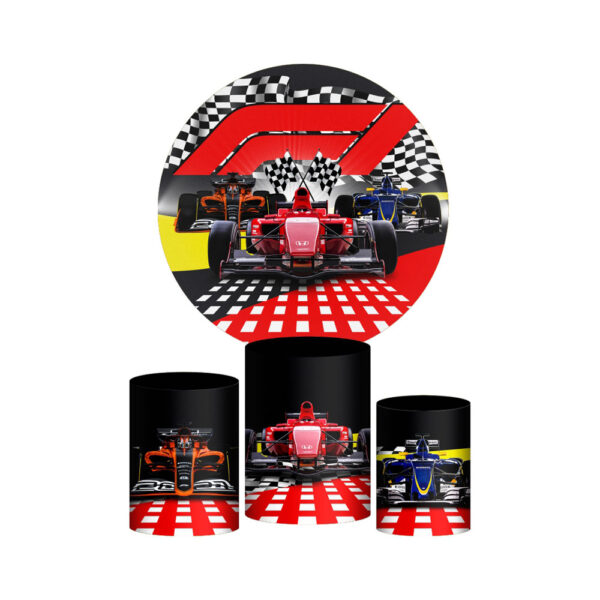 Trio Capa Cilindro + Painel Redondo 3D Formula 1 1,50m Veste Fácil