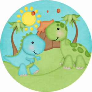 Painel Redondo 3D Dinossauros Baby Tecido Sublimado