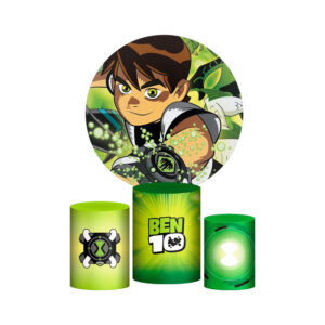 Trio Capa Cilindro + Painel Redondo 3D Ben 10 1,50m Veste Fácil