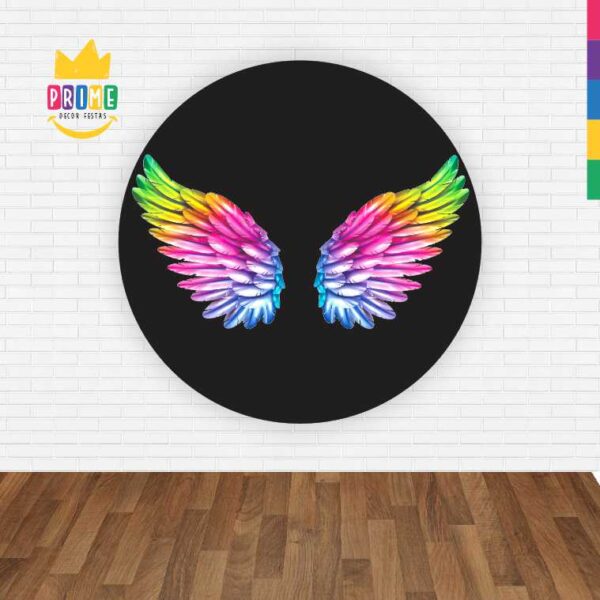 Painel Redondo 3D Asas de Anjo Abre Fácil Em Tecido - Image 2