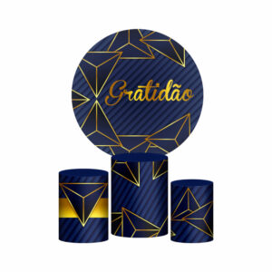 Trio Capa Cilindro + Painel Redondo 3D Gratidão 1,50m Veste Fácil