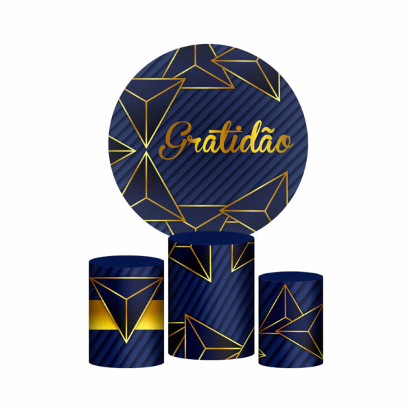 Trio Capa Cilindro + Painel Redondo 3D Gratidão 1,50m Veste Fácil