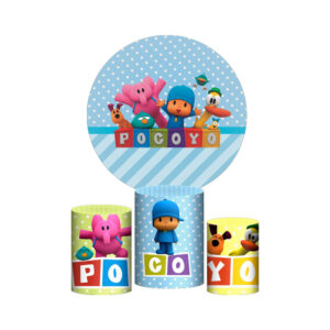 Trio Capa Cilindro + Painel Redondo 3D Pocoyo 1,50m Veste Fácil