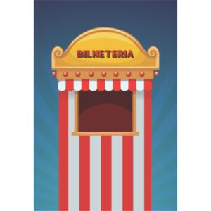 Painel de Festa Retangular 3D Bilheteria Circo Vertical Casadinho 1,50m x 2,20m