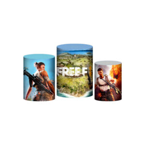 Trio Capa Cilindro Free Fire 3d Em Tecido Com Elástico