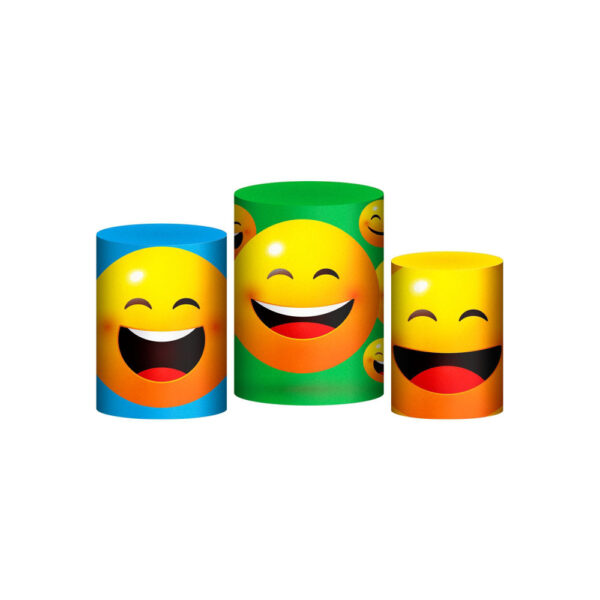 Trio Capa Cilindro Emojis 3d Em Tecido Com Elástico