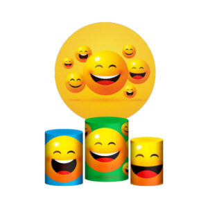 Trio Capa Cilindro + Painel Redondo 3D Emojis 1,50m Veste Fácil