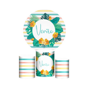 Trio Capa Cilindro + Painel Redondo 3D Verão 1,50m Veste Fácil