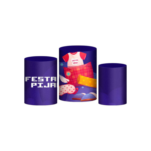 Trio Capa Cilindro Festa do Pijama 3d Em Tecido Com Elástico