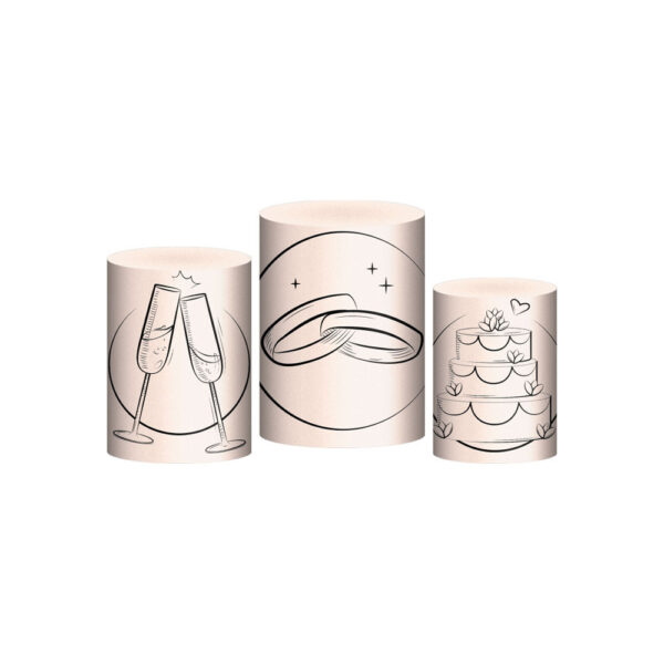 Trio Capa Cilindro Casamento 3d Em Tecido Com Elástico