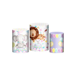 Trio Capa Cilindro Circo Rosa 3d Em Tecido Com Elástico