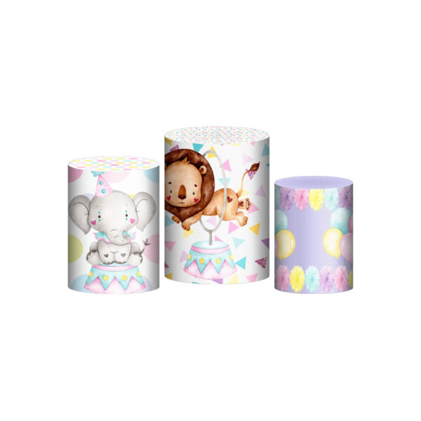 Trio Capa Cilindro Circo Rosa 3d Em Tecido Com Elástico