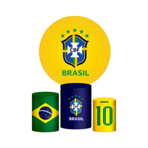 Trio Capa Cilindro + Painel Redondo 3D Brasil 1,50m Veste Fácil