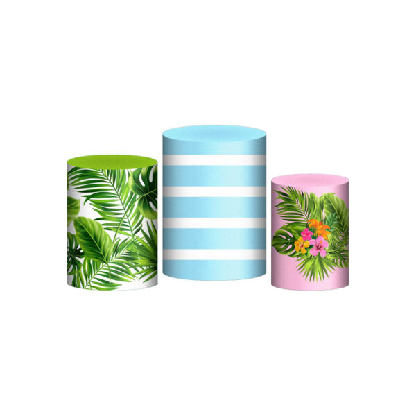 Trio Capa Cilindro Flamingo 3d Em Tecido Com Elástico
