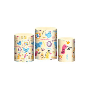 Trio Capa Cilindro Zoo Baby 3d Em Tecido Com Elástico
