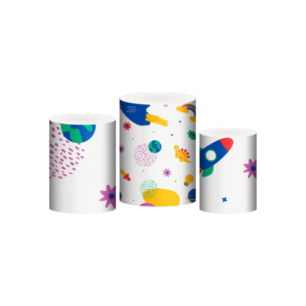 Trio Capa Cilindro Infantil 3d Em Tecido Com Elástico