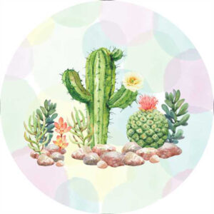 Painel Redondo 3D Cactus Tecido Sublimado