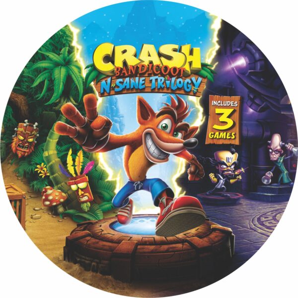 Painel Redondo 3D Crash Bandicoot Tecido Sublimado