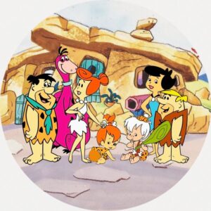 Painel Redondo 3D Flintstones Tecido Sublimado