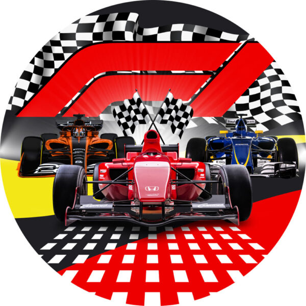 Painel Redondo 3D Formula 1 Tecido Sublimado