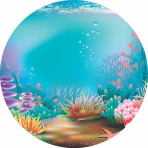 Painel Redondo 3D Fundo do Mar Tecido Sublimado