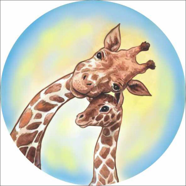Painel Redondo 3D Girafa Tecido Sublimado