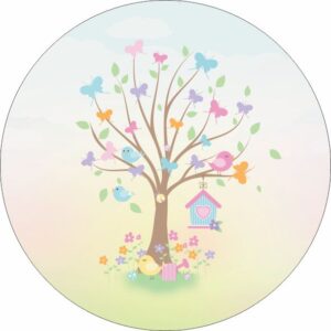 Painel Redondo 3D Jardim Encantado Candy Tecido Sublimado