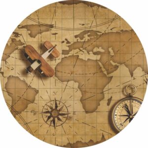 Painel Redondo 3D Mapa Mundi Tecido Sublimado