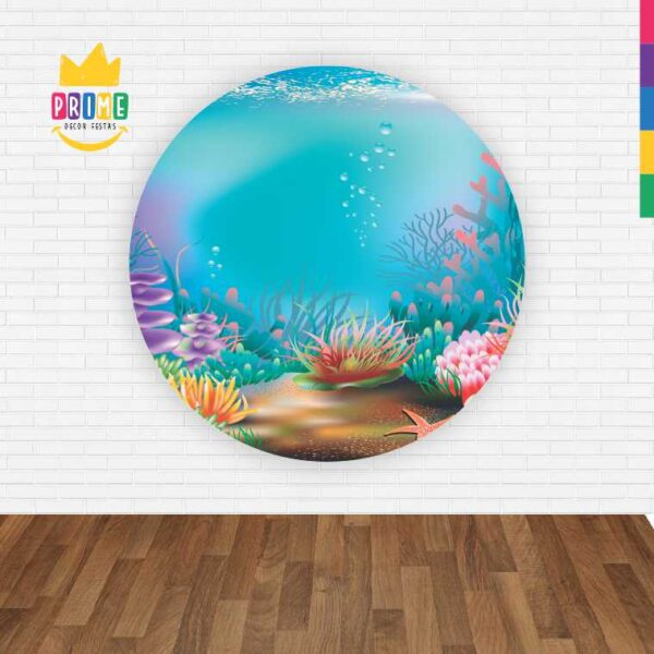 Painel Redondo 3D Fundo Do Mar Abre Fácil Em Tecido - Image 2