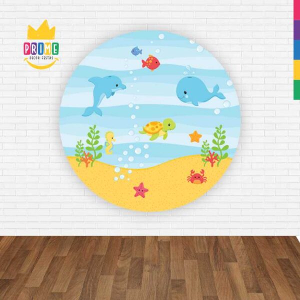 Painel Redondo 3D Fundo Do Mar Baby Abre Fácil Em Tecido - Image 2