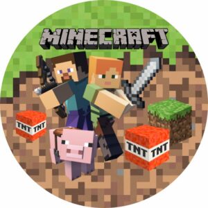 Painel Redondo 3D Minecraft Tecido Sublimado
