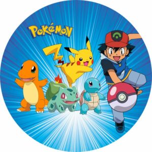 Painel Redondo 3D Pokemon Tecido Sublimado