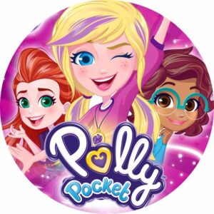Painel Redondo 3D Polly Pocket Tecido Sublimado