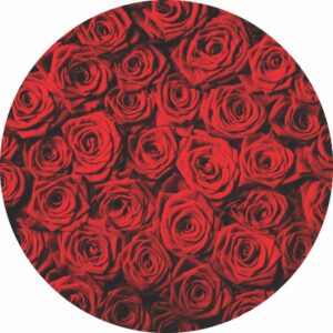 Painel Redondo 3D Rosa Vermelha Tecido Sublimado