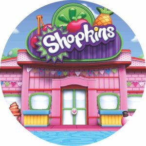 Painel Redondo 3D Shopkins Tecido Sublimado