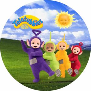 Painel Redondo 3D Teletubbies Tecido Sublimado
